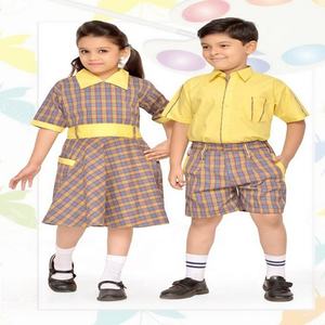 Uniforme Escolar de tela para niños y niñas, traje de manga corta con cuello y cuello - Product Image 3