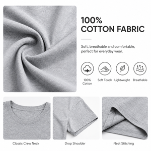 Camiseta Corta Minimalista Personalizada 100% Algodón Transpirable para Mujer, Color Gris Jaspeado, Hombros Caídos, Logotipo, Venta al Por Mayor, Marca Privada, OEM - Product Image 4