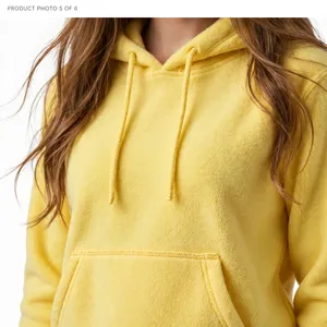 <b>Yellow</b> Women's Cozy Oversized <b>Hoodie</b> with Integrated Eye Mask Hood Fleece Pullover Kangaroo Pocket Casual Lounge Sweatshirt - Product Image 6