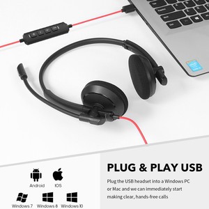 Auriculares con cable NUBWO HW03 para oficina, con micrófono para PC, portátil, centro de llamadas – Controlador de audio USB/3.5mm/Tipo-C - Product Image 5