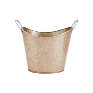 Cubo de Metal Galvanizado Rústico de Latón, Maceta Ovalada, Cubo para Hielo y Bebidas con Asas, Macetas Decorativas para Jardín - Product Image 1