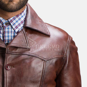 เสื้อแจ็คเก็ตหนังแท้ผู้ชายแบบมีโลโก้สั่งทำได้ ขายส่งเสื้อแจ็คเก็ตนักขี่มอเตอร์ไซค์หนังวัวแท้ทรงเข้ารูปสีดำ รับผลิตแบบ OEM - Product Image 3