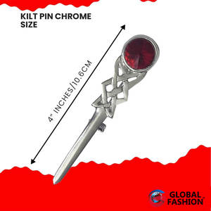 Pin para Kilt con Espada Celta, Nueva Marca, Accesorio Tradicional Escocés, Acabado Cromado, Color Rojo Cereza - Product Image 3