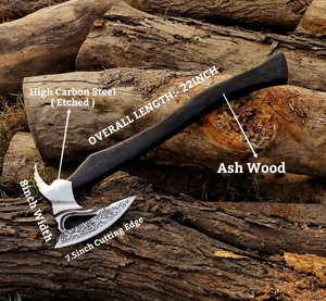 Hacha Vikinga Thewizcrafts Hecha a Mano con Acero de Alto Carbono, Mango de Acero de Grado Industrial, 1.5 kg, Multiusos - Product Image 5