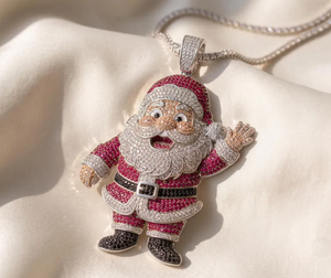 Colgante de Moissanita de Santa Claus para Navidad, Figura Dorada con Micro Pavé Rojo, Blanco y Negro, Collar de Joyería, Regalo - Product Image 4