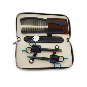 <b>Set</b> Black and Blue Color Barber <b>Razor</b> Cutting Shear With Comb <b>Set</b> Metal Steel Scissor Kit By Dentavex Corporation - Product Image 4