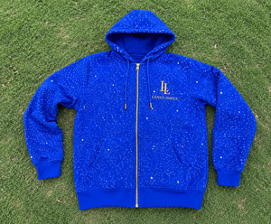 Sweat-shirt à capuche zippé pour homme, bleu, avec strass, style personnalisé, sweat-shirt à capuche entièrement zippé, streetwear décontracté pour l'hiver - Product Image 6