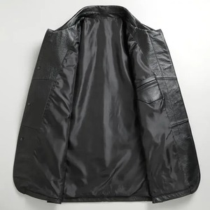 Pure <strong>Leather</strong> Jacket in Stock Men's Classic Trucker Jacket Genuine Sheepskin Shirt Collar Casual Smooth Lightweight <strong>Leathers</strong> - Product Image 4