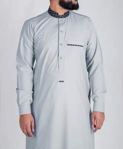 Robe de prière musulmane d'hiver pour hommes, Jubba Thobe Thawb Jubbah avec poches poitrine, tenues arabes pour adultes, longues robes d'extérieur pour hommes - Product Image 6