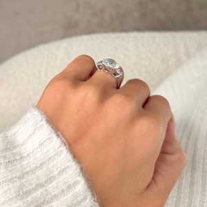 Hot Selling Round Cut Moissanite Three Stone <b>Ring</b> 925 Silver Fine <b>Proposal</b> Gift For Engagement Wedding Party Charms - Product Image 3