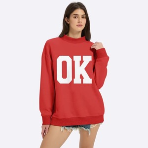 Sudadera de cuello redondo larga para mujer, personalizada, rosa, de poliéster/algodón, felpa francesa, lavada, bordada, estampada, lisa, para otoño/invierno, estilo urbano - Product Image 1