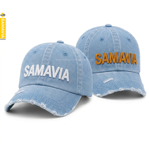 Gorra de Béisbol Casual de Mezclilla Desgastada Samavia, Gorra de 7 Paneles Personalizada para Béisbol y Sóftbol, Venta al Por Mayor - Product Image 2