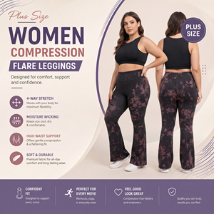 Plus Size Printed Flare Leggings Women High Waist Yoga Compression <b>Pants</b> 100% Polyester <b>Spandex</b> Leggings Gym Workout Flare <b>Pants</b> - Product Image 1