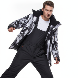 Professional Men's Waterproof Camouflage <b>Ski</b> Suit Set Thermal Windproof Snowboard Jacket and Black Insulated Pants Gear - Product Image 3