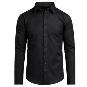 Chemise de cérémonie élégante à manches longues pour hommes, coupe ajustée, fermeture à boutons, style professionnel, idéale pour les tenues de bureau quotidiennes et l'uniforme de travail - Product Image 1