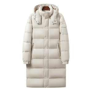 Chaqueta Larga Acolchada con Capucha, Cuello Alto, Relleno de Plumón, Resistente al Viento, Gruesa, de Poliéster, Informal, de Invierno, Unisex - Product Image 6