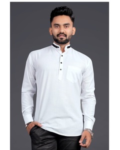 Tradizionale uomo breve Kurta di cotone pesante con molti colori luminosi <span class=keywords><strong>3</strong></span> bottoni tasca sul petto - Product Image 1