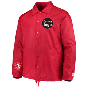 เสื้อแจ็คเก็ตกันลมแบบสั่งทำพิเศษสำหรับฤดูหนาวปี 2025 สำหรับผู้ชาย สีแดงรุ่นเรดเดอะเจเนอรัลโค้ช แบบติดกระดุมเต็มตัว - Product Image 5