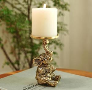<b>Elephant</b> Shape Metal Candle Stand Gold Color Home <b>Decoration</b> Heat Resistant Cylindrical Candle Holder - Product Image 3