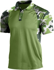 เสื้อโปโลแขนสั้นลายพรางสีน้ำเงินสำหรับผู้ชาย แห้งเร็ว ผ้าถัก สวมใส่สบายๆ - Product Image 5