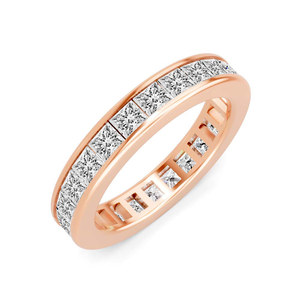 Anillo de Oro Sólido de 14k/18k de Nuevo Diseño al por Mayor, Anillo de Eternidad con Diamantes de Laboratorio Princesa Engastados en Canal, Certificado IGI, Anillo Encantador para Usar - Product Image 6