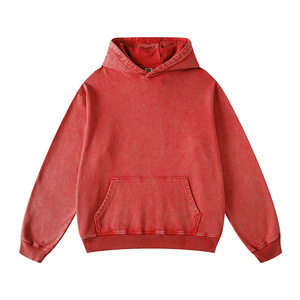 เสื้อฮู้ดโอเวอร์ไซส์ผู้ชาย สีชมพูล้วน ผ้าฝ้ายเฟรนช์เทอร์รี่ สวมใส่สบาย มีกระเป๋า เหมาะสำหรับใส่ในฤดูใบไม้ร่วง - Product Image 4