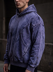 Sudadera con Capucha Personalizada con Efecto Ácido, Oversize, de Algodón Grueso, con Bolsillo Canguro, Estilo Urbano, Unisex - Product Image 2