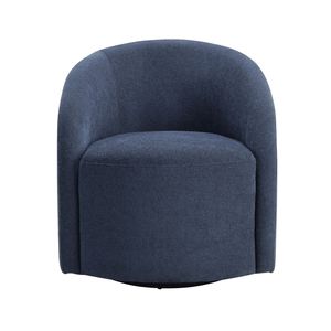 Poltrona Girevole Blu in Bouclé, 1 Pezzo, in Legno Massello, Resistente, Stile Contemporaneo, Seduta d'Accento per Soggiorno, Arredamento di Lusso - Product Image 3