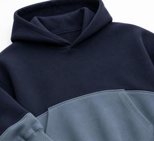 Sweat-shirt polaire à capuche d'hiver haut de gamme bicolore avec poche contrastante, coupe classique, service OEM, streetwear personnalisé, couleur décontractée - Product Image 6