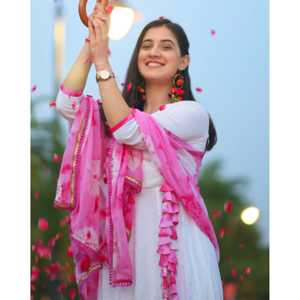 Ensemble de costume décontracté en coton blanc et rose, tissu en mousseline, taille XS - Product Image 4