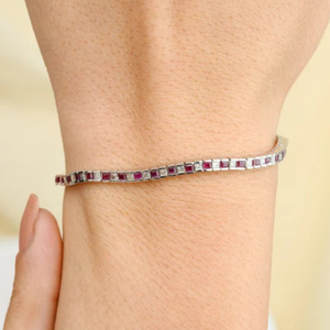 18K Gold <b>Ruby</b> and Diamond Fashion Tennis <b>Bracelet</b> - Product Image 6