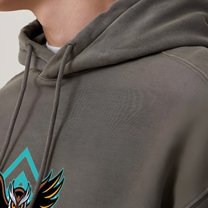 Sudadera con Capucha Gris con Gráfico de Búho de Baloncesto, Ropa Deportiva Urbana, Cómoda, Estilo Juvenil, Prenda Distintiva - Product Image 2