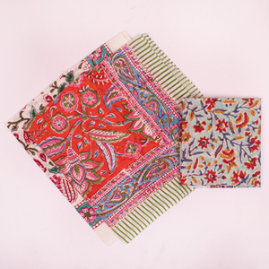 Craftjaipur Handmade Block Printed Cotton Floral 53x53cm Bandana Set Multifunctional Outdoor Accessory Boho <b>Head</b> <b>Wrap</b> For Unisex - Product Image 2