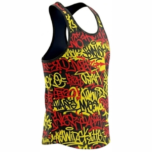 Camiseta sin mangas con estampado de grafiti personalizado MRI, cuello redondo, estilo urbano, transpirable, poliéster, estampado por sublimación, patrón de letras, chaleco. - Product Image 2