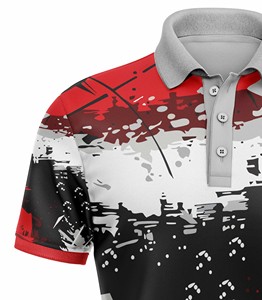 Polo à manches courtes pour homme, imprimé par sublimation, rouge, noir, blanc, gris, décontracté, séchage rapide, tricoté en polyester, vêtements de sport - Product Image 4