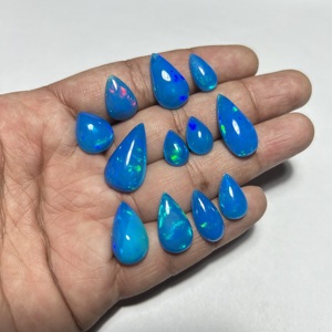 High Quality Ethiopian Opal Pryba Color Pear Cabochon Natural Blue Opal Genuine Multi Fire Opal Jewelry Making Calibrated Sizes - Product Image 4