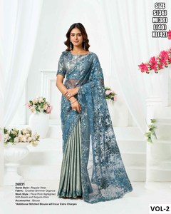 Obsidian Luxe <b>Satin</b> Silk Indo-Western Saree for Diwali and Party Occasions Moisture Wicking & Wrinkle Free - Product Image 4