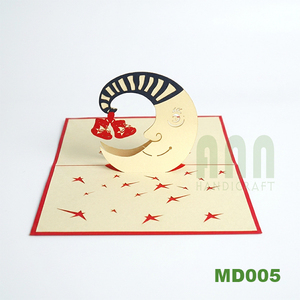 Nueva Tarjeta de Felicitación 3D Pop-up con Diseño de Luna, Invitación para Bautizo, Baby Shower, San Valentín, Cumpleaños, Día del Padre, Papel Offset - Product Image 1