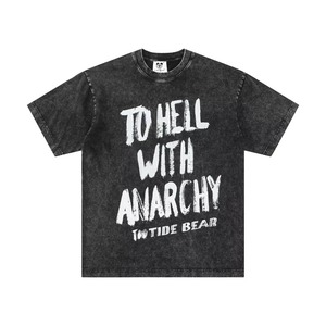 Camiseta de Algodón Grueso de Alta Calidad para Hombre, Camiseta Urbana al por Mayor, Impresión Frontal Personalizada, Impresión por Transferencia de Calor, Manga Corta - Product Image 4