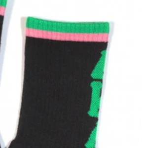 1908 <b>Black</b> Pink Green Crew <b>Socks</b> <b>Women</b> Striped Athletic Fashion <b>Socks</b> Soft Comfortable Casual Sports Hosiery Collegiate - Product Image 3