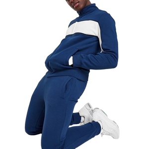 <b>Men</b> Color Blocking Tracksuit Set Blue Full Zip Sweatshirt Jogger <b>Pants</b> Casual Streetwear Breathable Eco-Friendly Quick Dry - Product Image 6