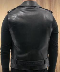 Unisex <b>Black</b> Genuine Leather Moto <b>Vest</b> Stand Collar Zipper Closure Slim Fit Solid Color Quick Dry Front Logo Autumn Style - Product Image 4
