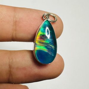 NIKHIL GEMS Pendentif Goutte d'eau en Opale Aurore Vintage Fait Main en Argent Sterling 925 Certifié par un tiers Breloque en Pierre Précieuse - Product Image 5