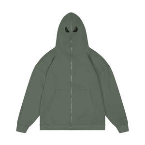 Nouvel Arrivage – Sweat à Capuche Balaclava Entièrement Zippé pour Homme, Épaules Tombantes, Masque Facial Complet, Service OEM - Product Image 1