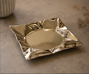Ensemble de plateaux décoratifs de luxe en acier inoxydable, design à bords bruts, assiettes de service rectangulaires, écologiques, compatibles lave-vaisselle, pour table - Product Image 4
