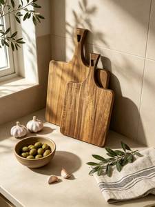 Ensemble de planches à découper rectangulaires en bois au design élégant, planches à découper de cuisine en bois massif durables, ensemble combiné de blocs de découpe - Product Image 3