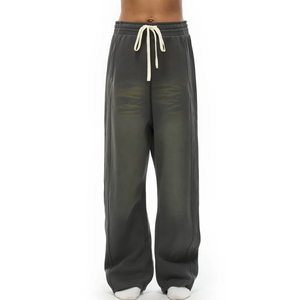 Oversized Designer Luxury <b>Men's</b> French Terry Twisted Leg Cargo <b>Jeans</b> Sweatpants Custom logo Washed Sweatpants Trousers College - Product Image 1