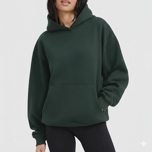 Women Modern Oversized Hoodie Casual <b>Winter</b> <b>Top</b> Relaxed Fit Street Style Knitted Cotton Front Logo Eco-Friendly Soft Everyday - Product Image 3