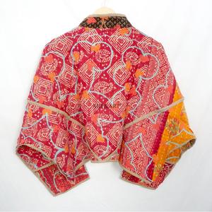 Vintage Quilted Kantha <b>Jackets</b> 100% Cotton Eco-Friendly Quick Dry Mandarin Collar Customizable Open Closure Detail with pockets - Product Image 6