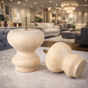 Pieds de meubles classiques en bois massif tourné, pieds de canapé, de table, de meuble, pièces de rechange pour meubles, fabricant OEM - Product Image 3